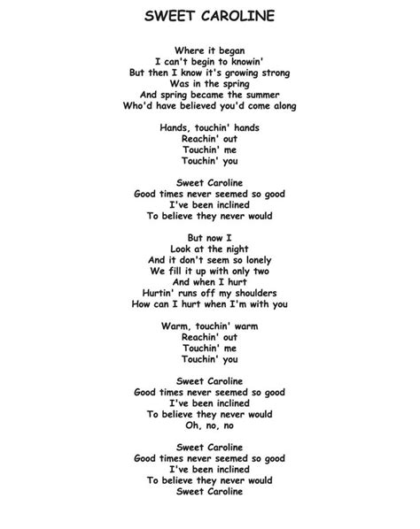 hermes house band sweet caroline lyrics|Sweet Caroline .